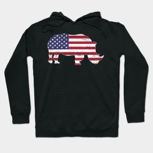 American Flag Rhino USA Conservation TShirt Hoodie